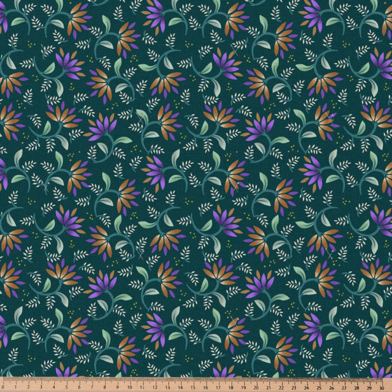 Algodón estampado AITANA Verde / Violeta